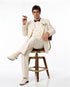 Tony Montana’s Ivory Vested Suit – Classic Ivory 3 Piece Suit for Wedding, Formal and Evening Wear