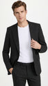 Men’s Black Pinstripe 2-Piece Tuxedo Suit – Two-Button Jacket and Matching Formal Pants