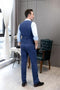 Mens Vintage Tweed Dress Pants Slacks Trousers Regular Fit Suit Pants in Blue