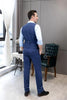 Mens Vintage Tweed Dress Pants Slacks Trousers Regular Fit Suit Pants in Blue