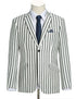 Black Striped Linen Blend Slim Fit 2 Button Blazer