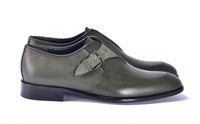 Corrente 6471 Leather Slip-On Monkstrap Shoe - Green - Image 2