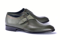 Corrente 6471 Leather Slip-On Monkstrap Shoe - Green - Green - Size 13