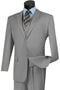 Mens Classic Fit Flat Front Vested Suit in Medium Grey