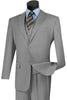 Mens Classic Fit Flat Front Vested Suit in Medium Grey