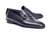 Corrente 6628 Leather Slip-On Side Buckle Loafer - Black - Black - Size 13