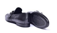 Corrente 6628 Leather Slip-On Side Buckle Loafer - Black - Image 4