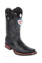 Wild West Botas de Pata de Avestruz Horma Square Toe Black