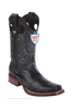 Wild West Botas de Pata de Avestruz Horma Square Toe Black