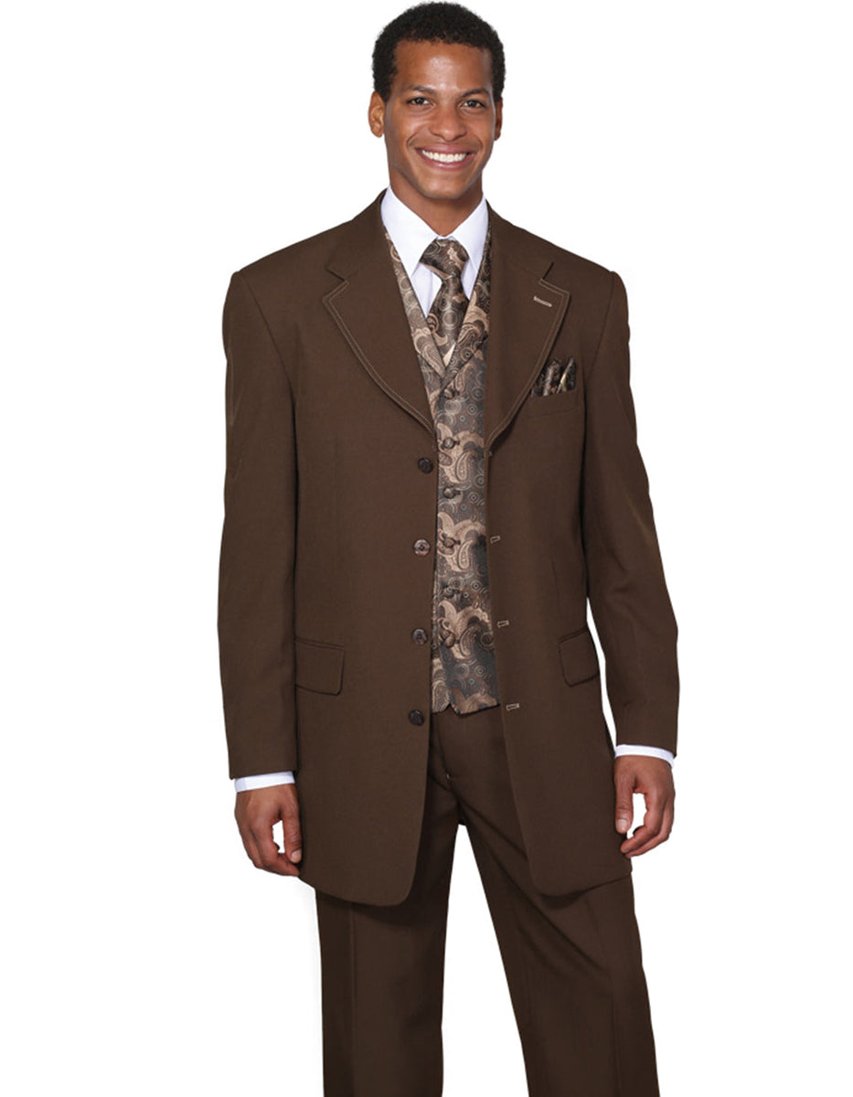 Men's Two Button Single Breasted Notch Lapel Suit Brown main image 0