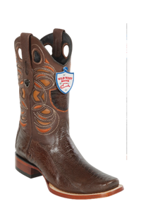 Wild West Botas de Pata de Avestruz Horma Square Toe Brown