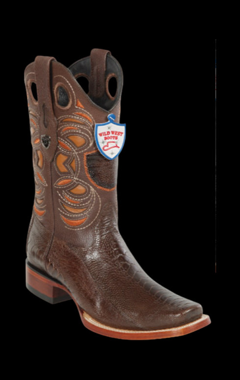 Wild West Botas de Pata de Avestruz Horma Square Toe Brown
