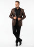 Men’s Black Shiny Designer Blazer with Red and Gold Pattern – Luxury Party & Wedding Jacket