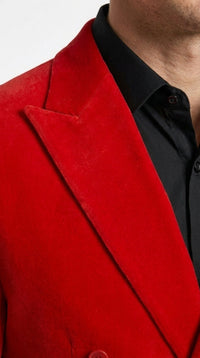 Men’s Red Double Breasted Blazer – Peak Lapel Wedding, Prom & Party Sport Coat