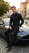 Men’s Black Pleated Tuxedo Dress Shirt | Formal Laydown Collar Button-Up Shirt for Weddings & Black Tie By Tiglio