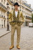 Men’s Black and Gold Baroque Blazer with Matching Pants, Hat, and Shoes – Luxury Party and Wedding Outfit Set