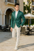 Men’s Teal Green Floral Jacquard Blazer – Slim Fit Tuxedo Jacket for Weddings, Proms, and Parties