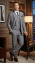 Men’s Light Gray Three Piece Suit with Black Chesterfield Collar – Classic Formal Wedding and Business Suit Set 1920s Vintage