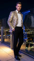 Men’s Beige and Black Snakeskin Print Blazer – Alligator Crocodile Exotic Sking Sport Coat Jacket in Tan Camel Color
