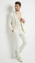 Vinci Men’s Ivory Three Piece Suit – Ivory 3PC Formal Wedding Suit for Groom, Prom and Black Tie Events