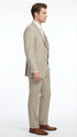 Men’s Tan Pinstripe Three Piece Suit – Classic Fit Pleated Pants Tan Sand Beige Wedding, Church Shadow Ton on Tone Business Suit for Men