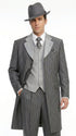 Men’s Grey Pinstripe Zoot Suit 3 Piece – 1920s Gangster Vintage Wide Lapel Suit with Vest for Wedding, Party