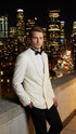 Men’s Ivory Double-Breasted Shawl Lapel Tuxedo Jacket | Premium Formal Dinner Jacket for Weddings and Black-Tie Events