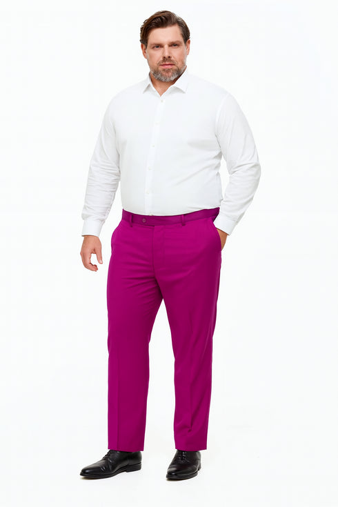 Men’s Fuchsia Dress Pants – Slim Fit Stylish Formal Trousers for Parties in Hot Pink Color