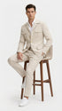 Mens Tan Beige Safari Military Walking Suit Set – Casual Two Piece Outfit Lightweight Summer Blazer and Pants Set Classic Casual Wear