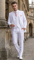Men’s Shiny White Sateen 3 Piece Suit – Wedding Prom Formal Suit with Vest
