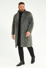 Men’s Luxury Long Grey Faux Fur Coat – Winter Overcoat with Animal Print Design