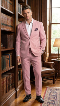 Vitali Brand Modern Fit Men’s Light Pink Formal Suit - Blush Color