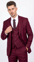 Men’s Stacy Adams Brand Burgundy 3 Piece Suit – Two Button Vested Style church wedding Modern Fit Suit