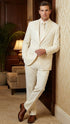 Men’s Ivory Tuxedo Suit with Satin Notch Lapel – Formal Wedding and Evening Wear Suit in Cream Off White Color