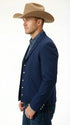 Mens Navy Blue Western Blazer Set – Cowboy Style Jacket and Pants Outfit Classic Country Western Blazer