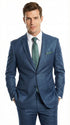 Men’s Indigo Blue Sharkskin Suit – Textured Shiny Formal Suit for Wedding, Business, 2 Buttons Slim Fitted