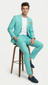 Men’s Turquoise 2 Piece Suit with Jacket and Pants, Formal Wedding Suit for Prom, Parties, Summer Events, and Special Occasions
