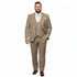Men’s Beige Pinstripe Three-Piece Suit – Classic Fit Formal Suit with Vest and Flat-Front Pants in Tan Stripe By Rossiman