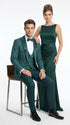Men’s Hunter Green Paisley Tuxedo – 3 Piece Prom & Wedding Suit with Matching Bow Tie
