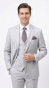 Men’s Light Grey Sharkskin 3 Piece Business Suit – Slim Fit Two Button Vested Wedding & Silver Suit