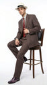 Men’s Brown Pinstripe Bonnie and Clyde Costume Suit – Vintage Gangster 1920s Outfit for Party, Halloween and Themed Events