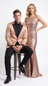 Men’s Rose Gold Tuxedo Jacket – Black Peak Lapel Wedding, Prom and Formal Dinner Blazer