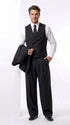 Tiglio Rosso Men’s Black Super 150’s Italian Wool 3-Piece Suit – Double-Breasted Jacket, Vest and Wide-Leg Pleated Pants
