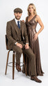 Peaky Blinder Men’s Brown Tweed 3-Piece Suit – Vintage Wedding, Business and Formal Suit with Matching Vest and Pants