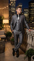 Mens Charcoal Gray Suit With Sheen - | Shiny Texture Fabric Three Piece Wedding and Party Business