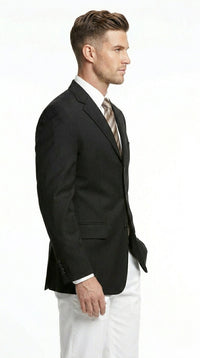 Men’s Black Three Button Blazer – Classic Formal Suit Jacket for Business, Office, Sport Coat