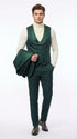 Mens Hunter Green Wedding Tuxedo Suit – Paisley Pattern Three Piece Formal Suit Set with Shawl Lapel for Groom, Prom in Emerald green