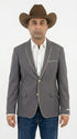 Mens Grey and White Trim Western Blazer – Classic Fit Cowboy Style Contrast Trim Dress Jacket
