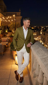 Men’s Olive Green Blazer Sport Coat – Linen Fabric Summer in pistachio sage green