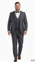 Men’s Charcoal Gray with blue Trim Slim Fit 3-Piece Suit – Modern Wedding and Business Formal Tuxedo Set